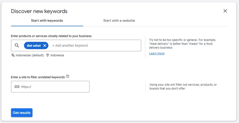Google Keyword Planner 2